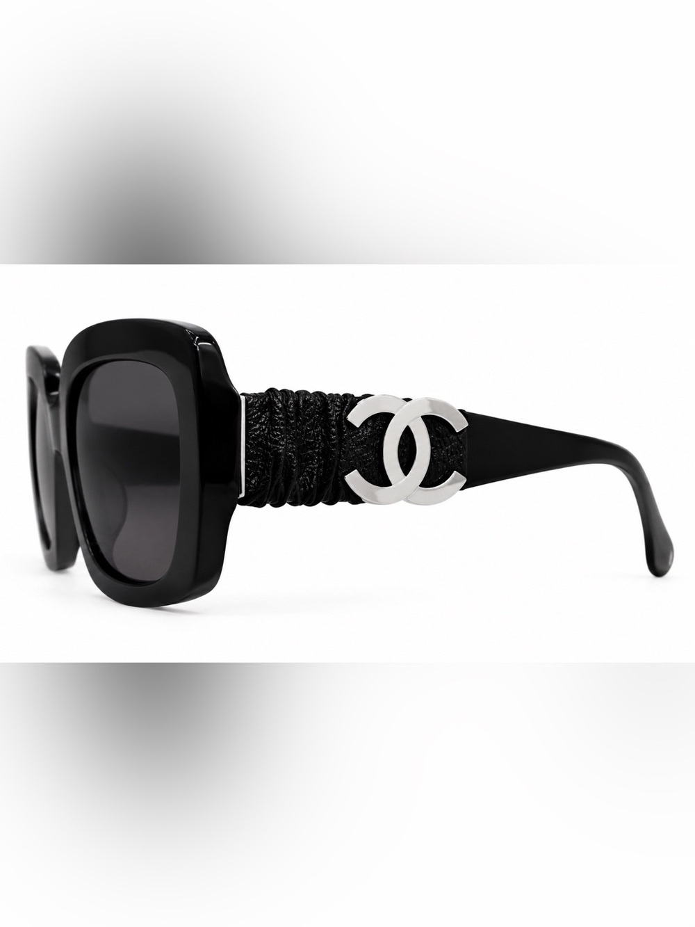 Classic Black Oversized Women's Calfskin Sunglasses